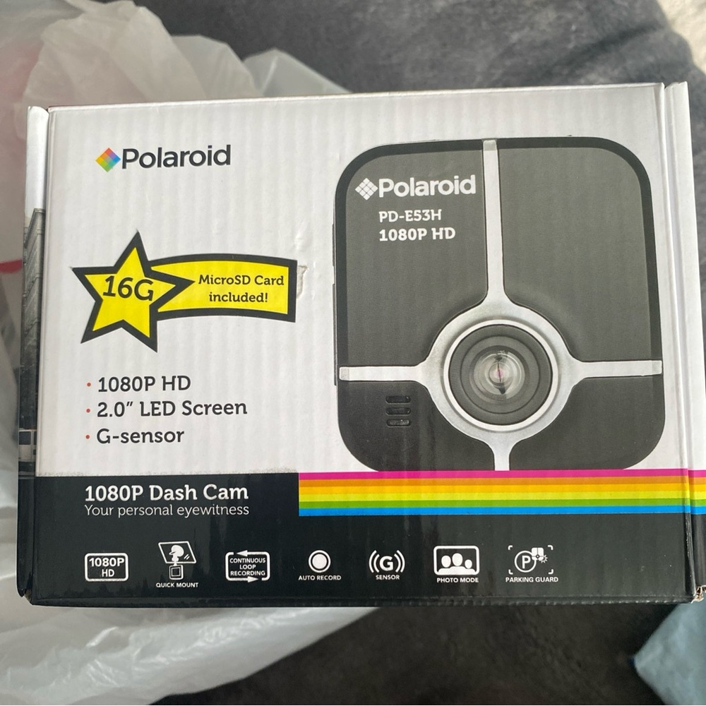 Polaroid Black Dash Cam with Colorful Accents